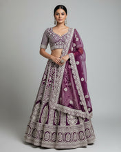 Deep Purple Lehenga Choli Set with Silver Embroidery – Regal Bridal & Festive Wear