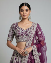Deep Purple Lehenga Choli Set with Silver Embroidery – Regal Bridal & Festive Wear