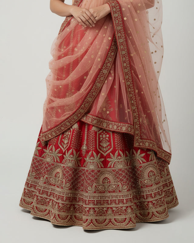 Rani Lehenga Choli Set with Gold Embroidery – Bridal & Festive Couture