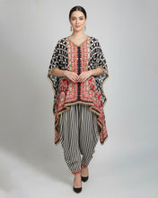 Multicolor Poncho Kurta with Striped Dhoti Pants – Contemporary Ethnic Fusion Wear