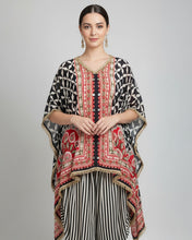 Multicolor Poncho Kurta with Striped Dhoti Pants – Contemporary Ethnic Fusion Wear