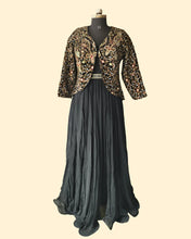 Designer Gown & Jacket Set – Handcrafted Embroidery & Sheer Skirt