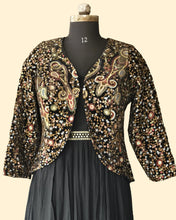 Designer Gown & Jacket Set – Handcrafted Embroidery & Sheer Skirt