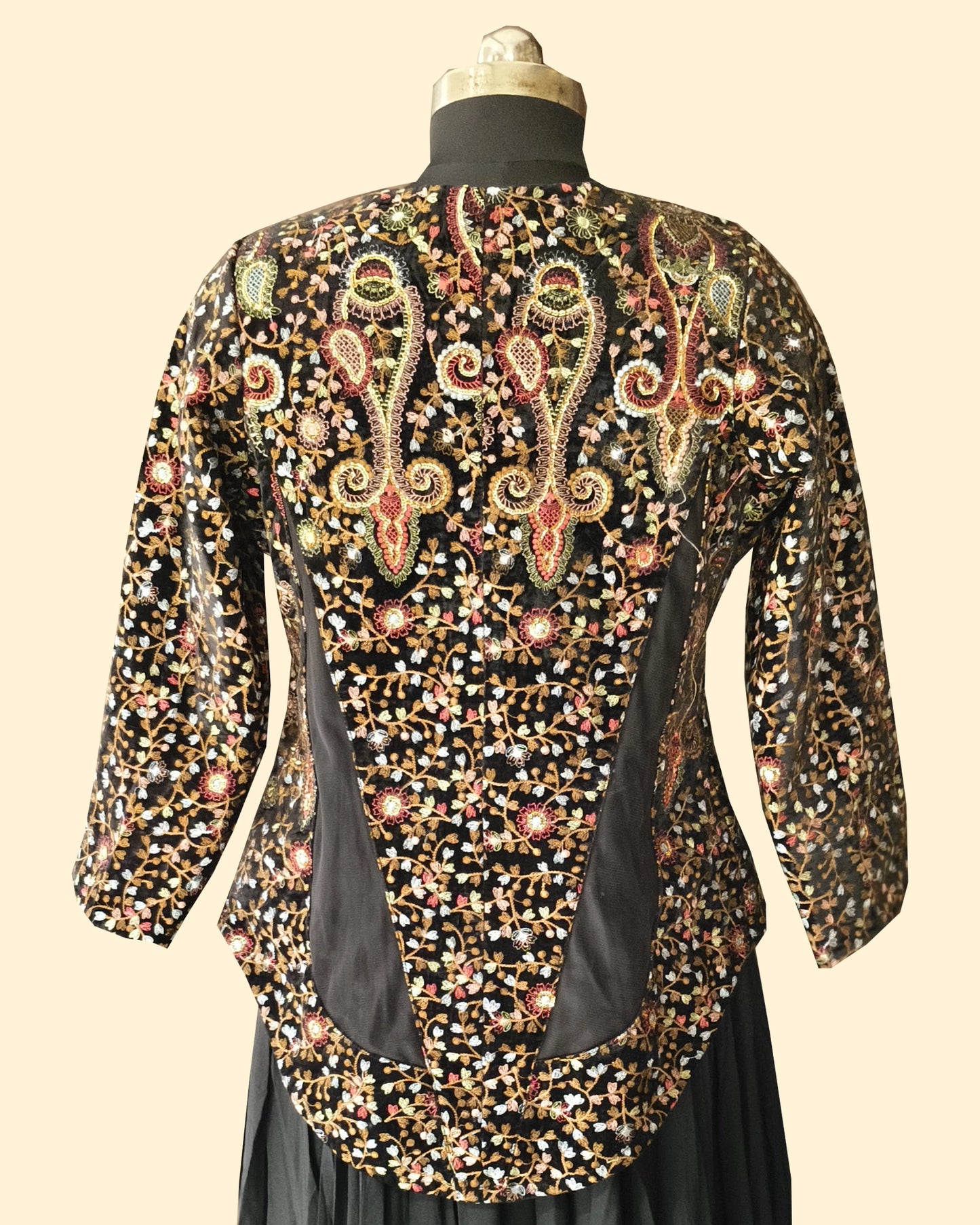 Designer Gown & Jacket Set – Handcrafted Embroidery & Sheer Skirt