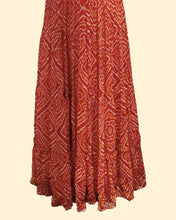 Sleeveless Bandhani-Style Gown with Mirror Work Flared Skirt – Cultural Elegance