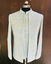 Pastel Paisley Embroidered Jodhpuri Open Jacket in Silk Blend – Groom’s Wedding Attire