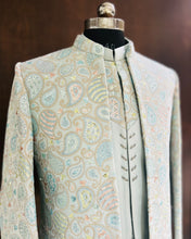 Pastel Paisley Embroidered Jodhpuri Open Jacket in Silk Blend – Groom’s Wedding Attire