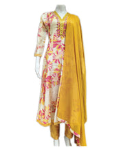 Pink & Yellow Floral Elegant Printed Salwar Suit with Yellow Dupatta