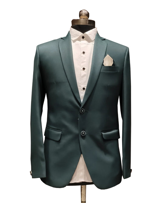 Men's Emerald Green Slim Fit – Two-Button Suit with Pocket Square Five Pcs Suit