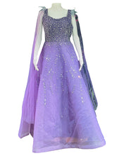 Women’s Lavender Embroidered Net Gown with Cape – Party & Reception Wear