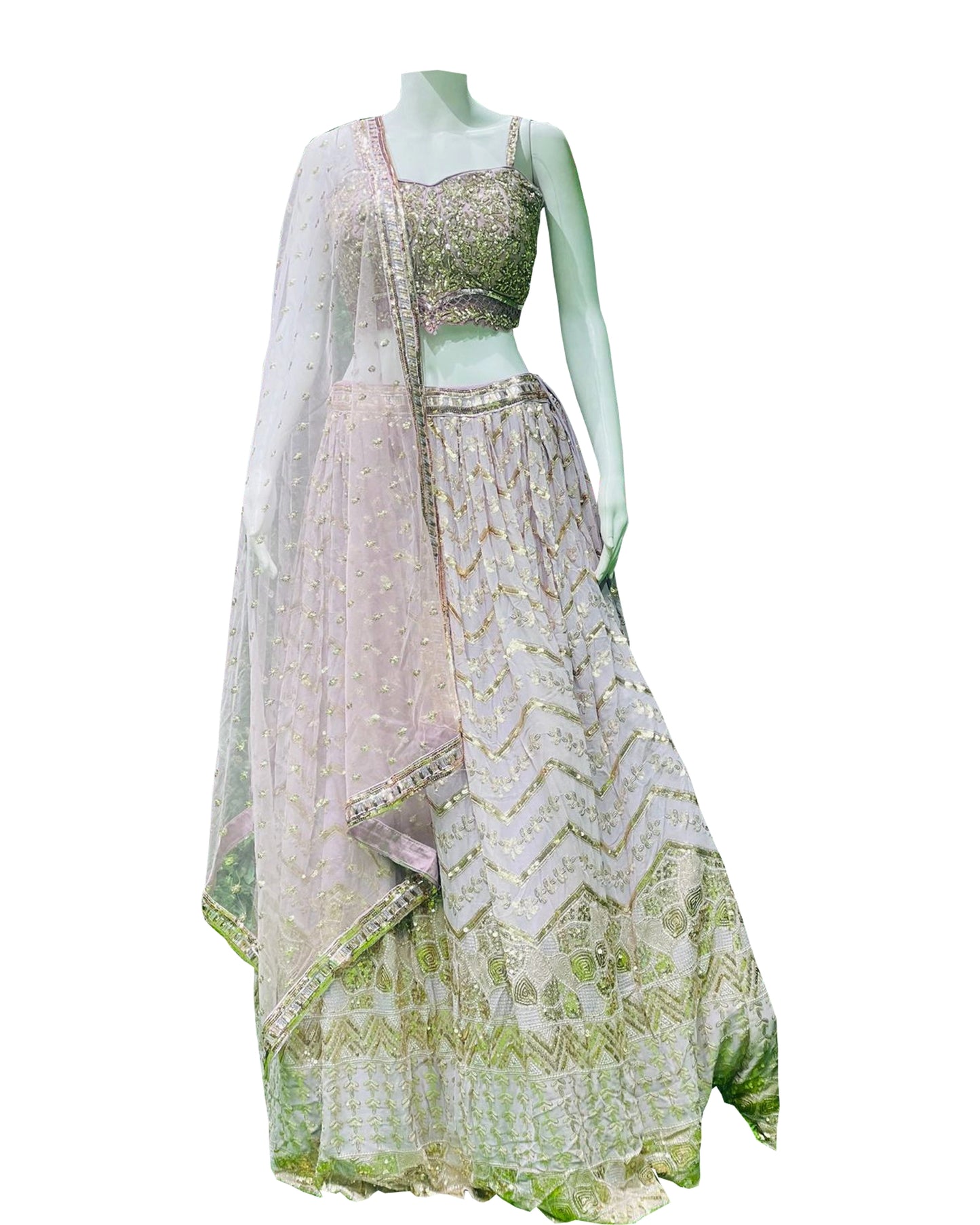 Emerald Radiance Sequence Work Lehenga Choli – Designer Wedding Ensemble
