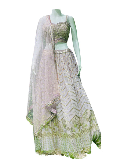 Emerald Radiance Sequence Work Lehenga Choli – Designer Wedding Ensemble