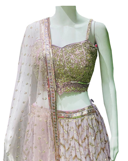 Emerald Radiance Sequence Work Lehenga Choli – Designer Wedding Ensemble