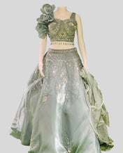 Mint Bloom One-Shoulder Designer Lehenga Choli – Couture Wedding Edition