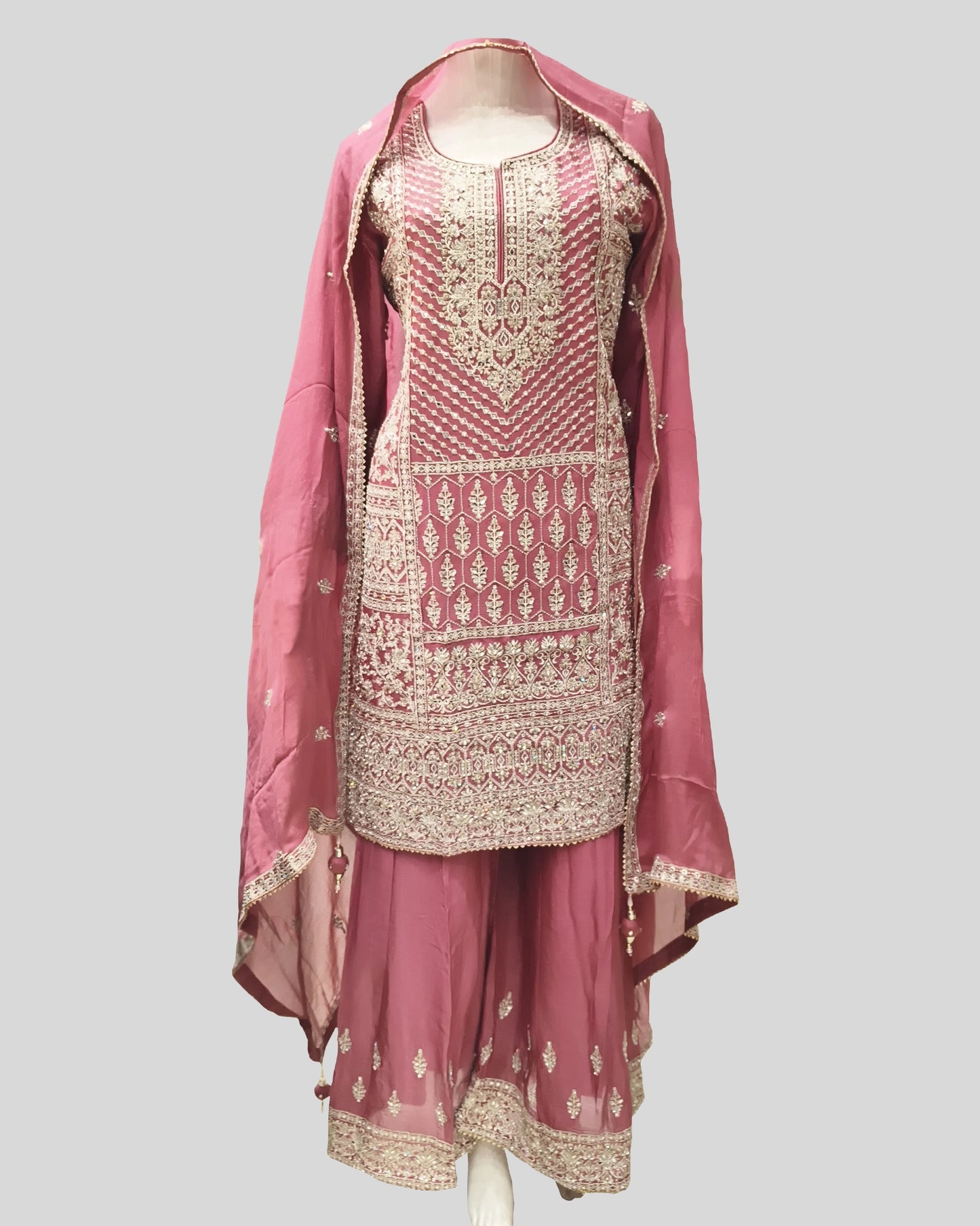 Rosewood Radiance Handwork Embroidered Palazzo Set – Luxe Occasion Wear