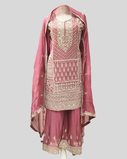 Rosewood Radiance Handwork Embroidered Palazzo Set – Luxe Occasion Wear
