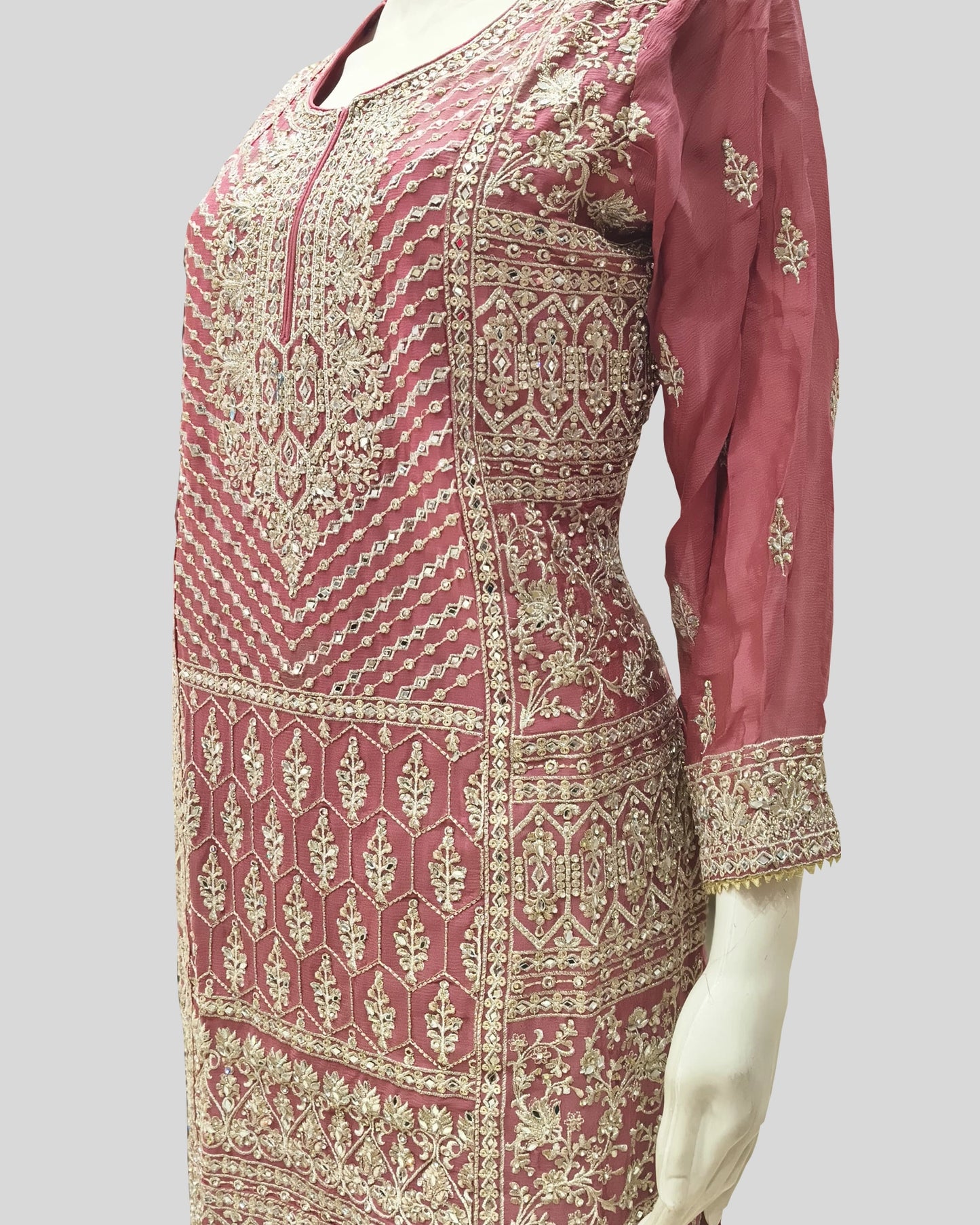 Rosewood Radiance Handwork Embroidered Palazzo Set – Luxe Occasion Wear