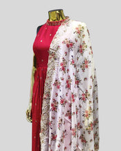 Gulnaar Rouge Long Salwar Suit Ensemble – Regal Simplicity with Rose-Embroidered Grace