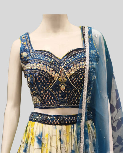 Aaranya Bloom Lehenga Choli – Sweetheart Elegance in Tie-Dye & Embroidery