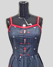 Crimson Folk Dress – Sleeveless Black Cotton Midi with Tribal Hemline