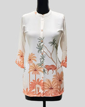 Tropical Safari Leopard & Palm Print Cream Tunic Top