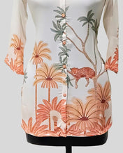 Tropical Safari Leopard & Palm Print Cream Tunic Top