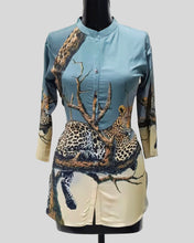 Wild Whispers Tunic Top – Leopard Print Artistic with Gradient Background