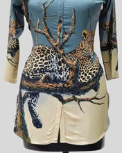 Wild Whispers Tunic Top – Leopard Print Artistic with Gradient Background