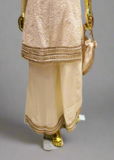 Elegant Off-White Cotton Palazzo Suit – Traditional Wear