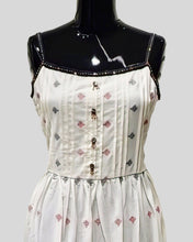 Meadow Mosaic Sundress – White Sleeveless Dress with Geometric Folk Motifs