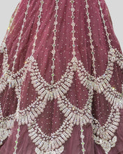 Zahra Royale Handwork Gown – Maroon Sleeveless with Silver Embroidery & Scalloped on Net Fabric