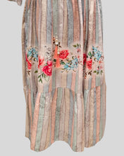 Meadow Muse Dress – Pastel Stripe Fusionwear with Floral Embroidery & Tassel Tie Waist