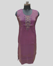 Purple Sleeveless Embroidered Kurti – Ornamental Gold Threadwork & Gradient Hemline