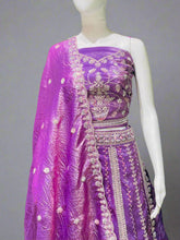 Royal Orchid Bridal Lehenga Choli – Strapless Elegance in Silver & Sequins